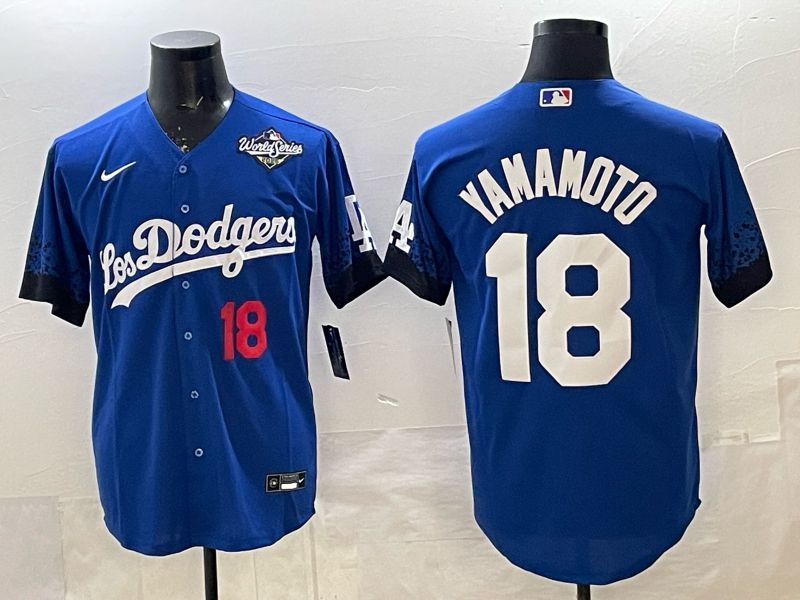 Men 2026 Nike Los Angeles Dodgers #18 Yamamoto Blue Game MLB Jersey 010->los angeles dodgers->MLB Jersey